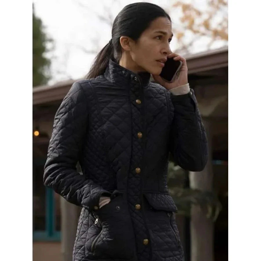 Elodie Yung The Cleaning Lady S01 Black Quilted Jacket