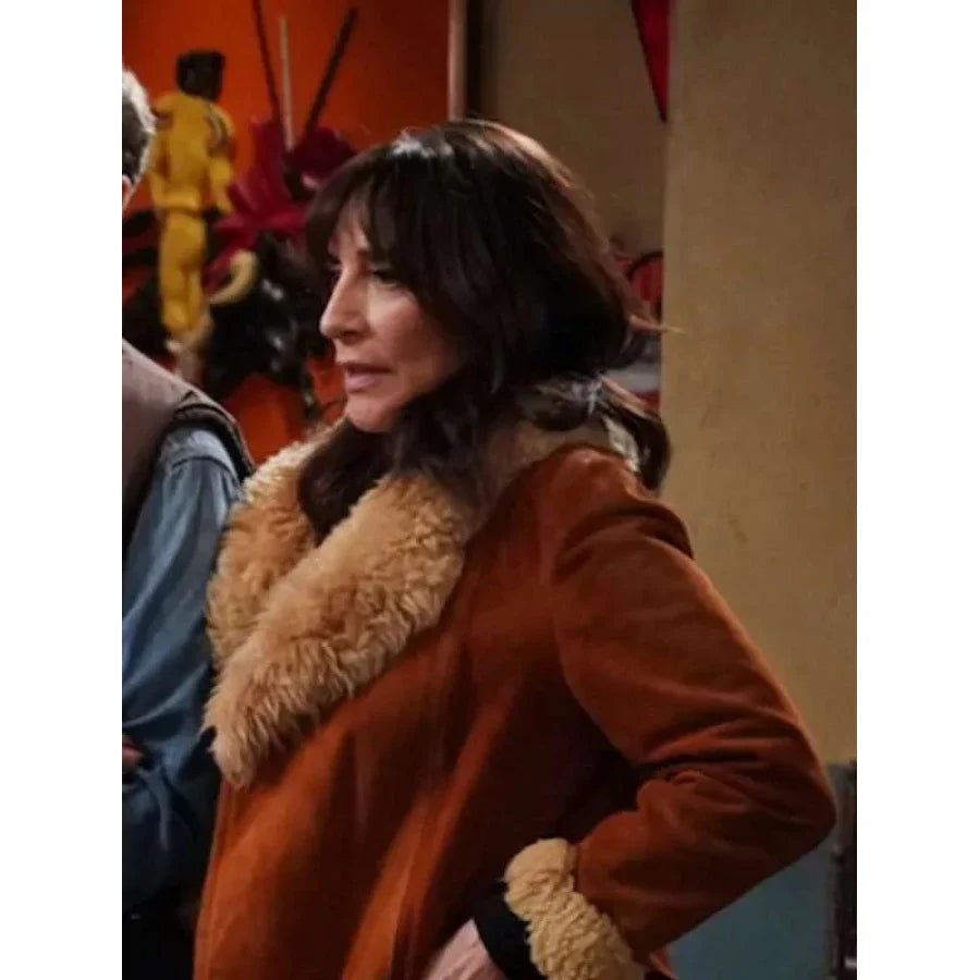 Katey Sagal The Conners Shearling Brown Coat