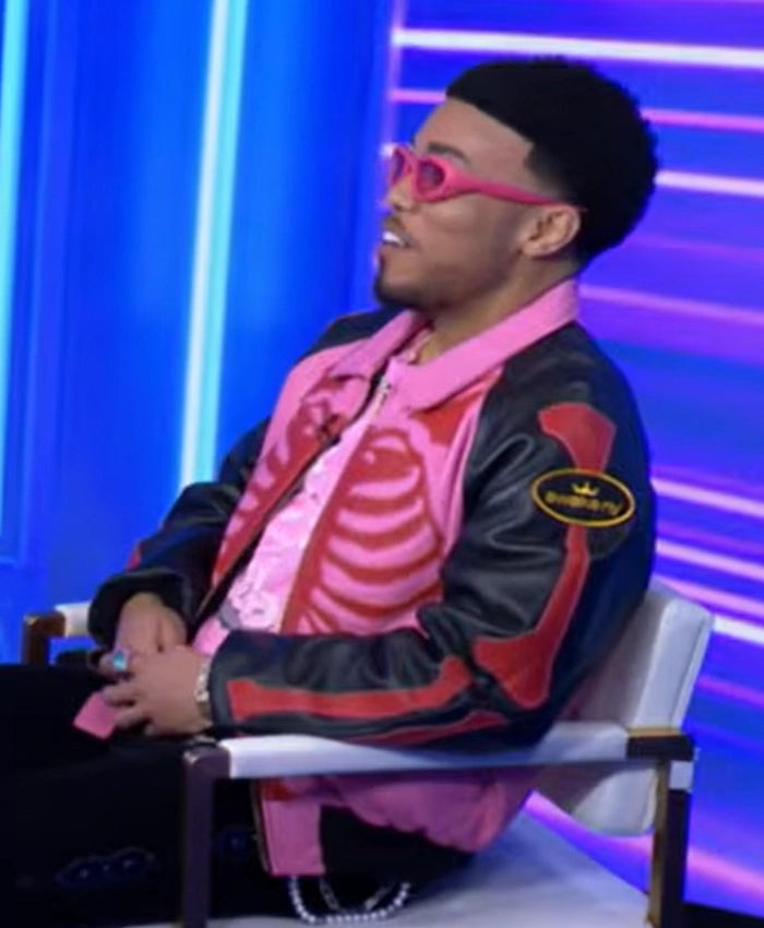 The Today Show Anderson Paaks Pink and Black Leather Jacket
