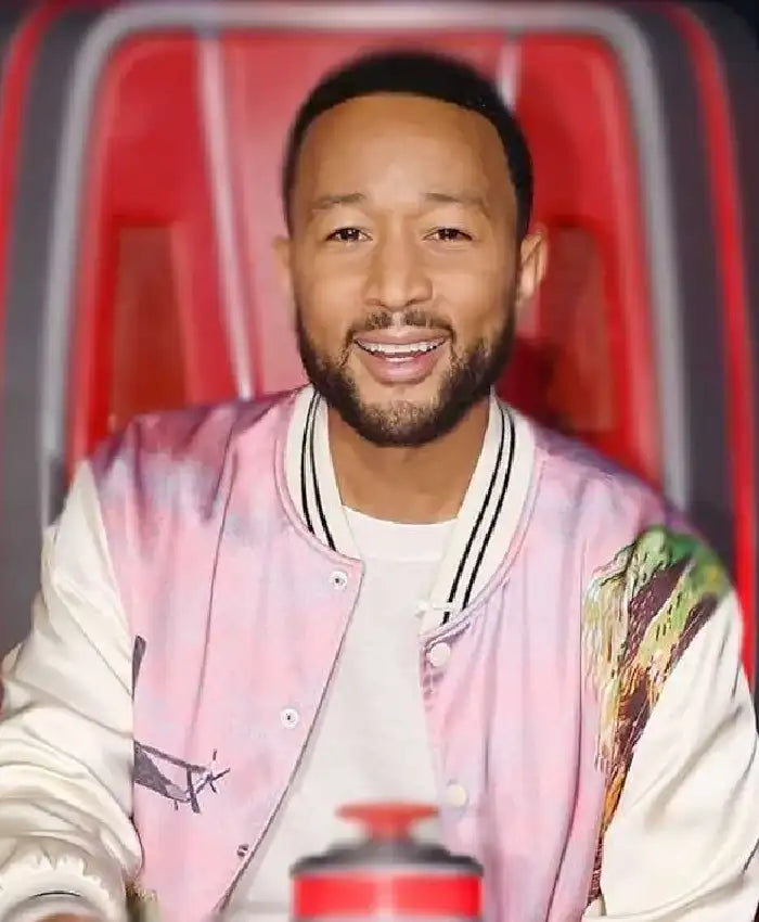 John Legend The Voice S25 Pink Bomber Satin Jacket Men and Women