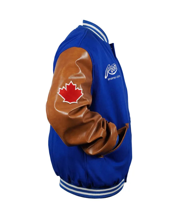 Toronto Blue Jays Blue And Brown Bomber Varsity Jacket