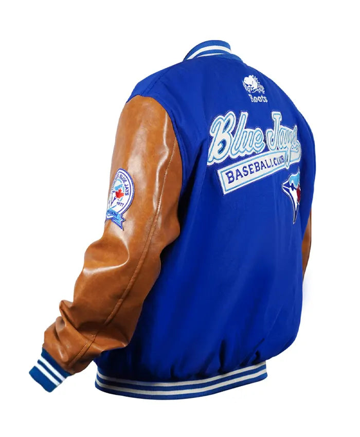 Toronto Blue Jays Blue And Brown Bomber Varsity Jacket