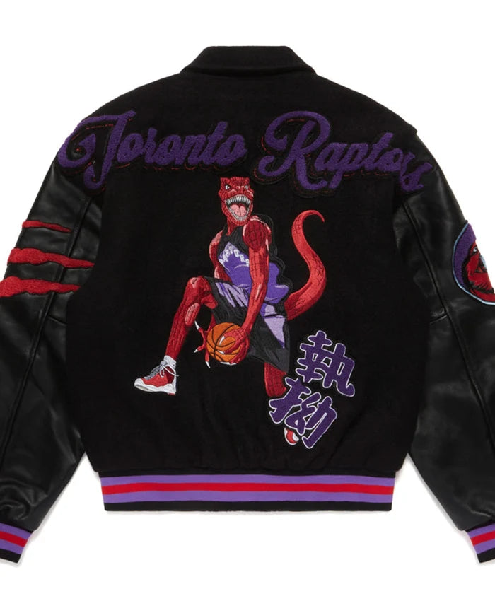 Toronto Raptors Black Letterman Leather Jacket