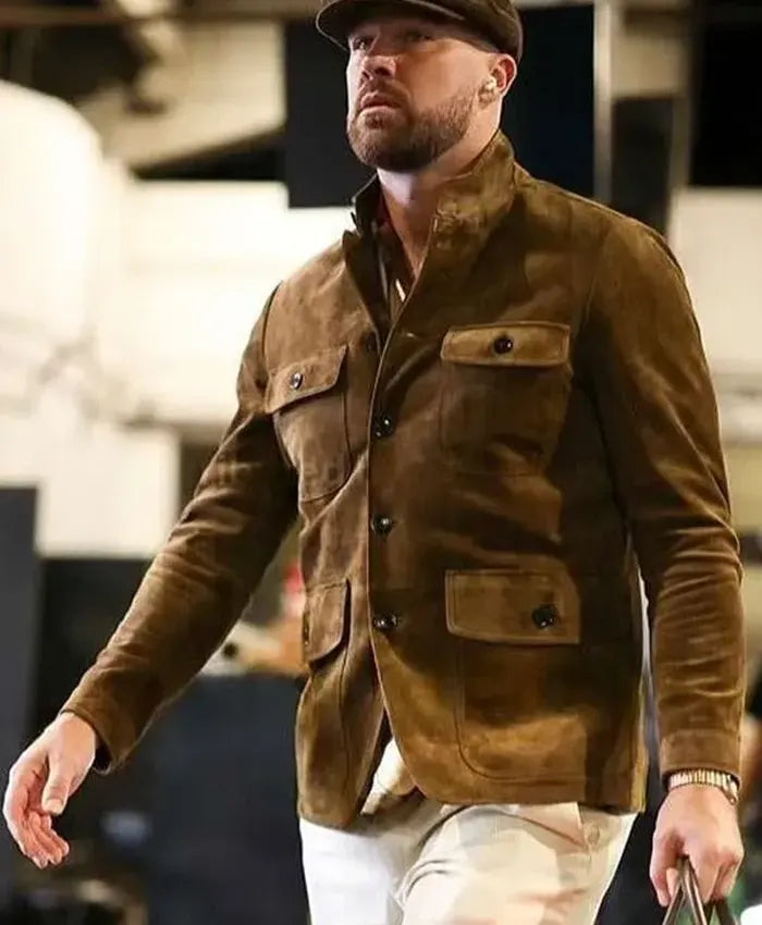 Travis Kelce Suede Leather Jacket