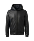 Black Zip-Up Leather Hoodie