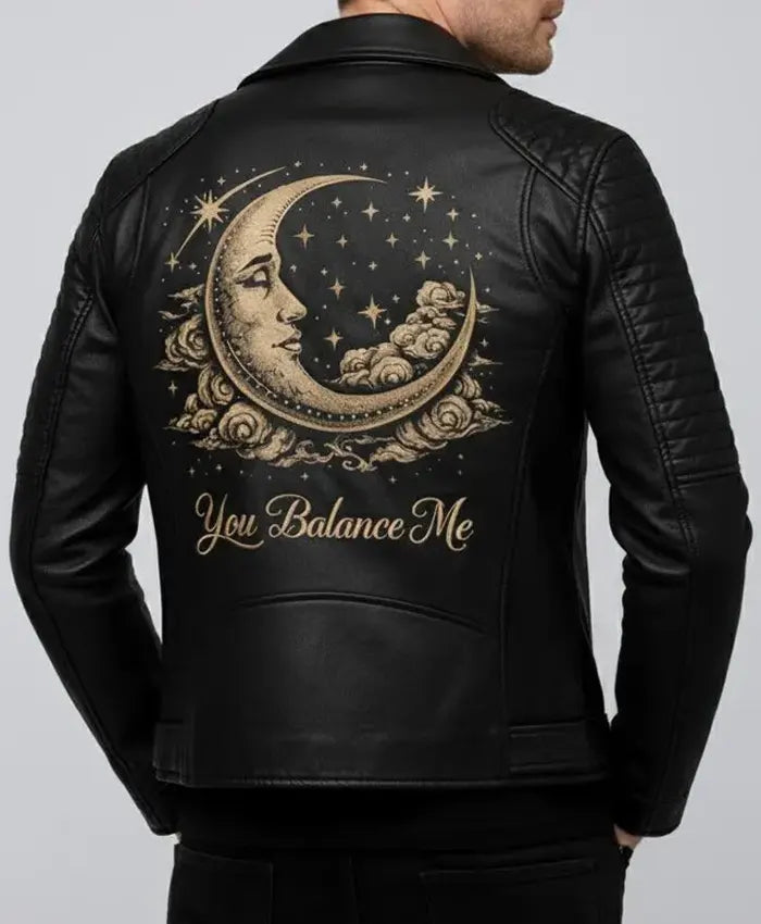 Valentine Day You Balance Me Black Leather Jacket