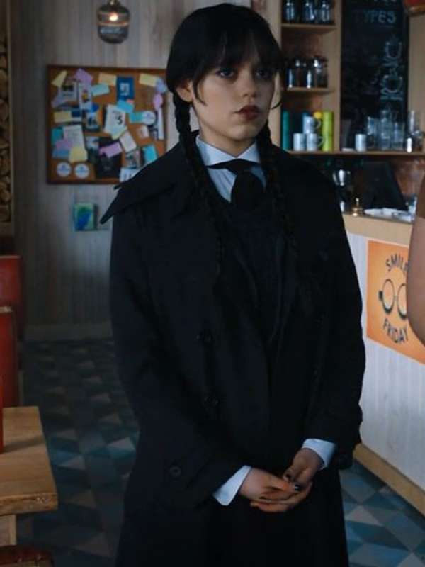 Jenna Ortega Wednesday S01 Black Wool Coat