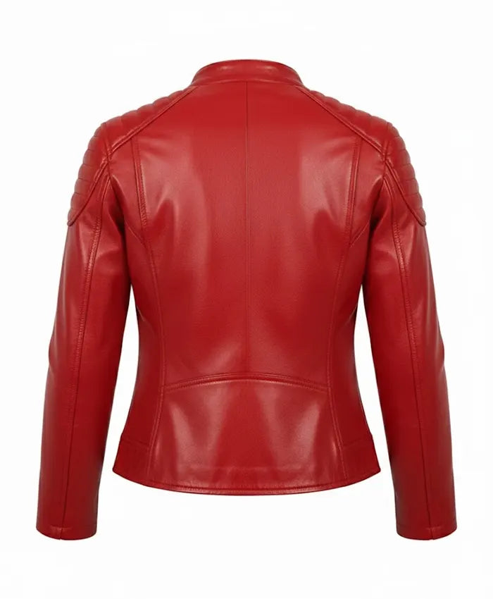 Women’s Premium Red Biker Leather Jacket