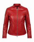 Women’s Premium Red Biker Leather Jacket
