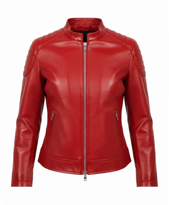 Women’s Premium Red Biker Leather Jacket