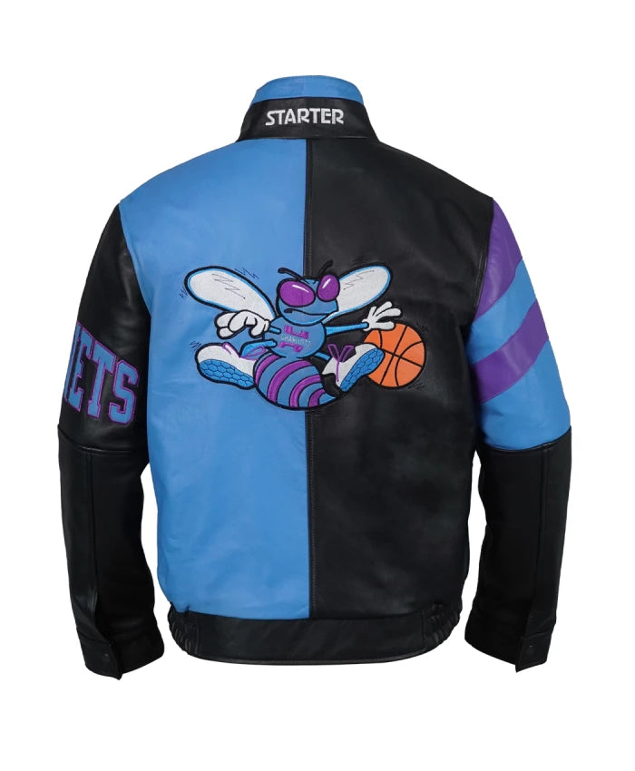 Charlotte Hornets Vintage Leather Zipper Jacket