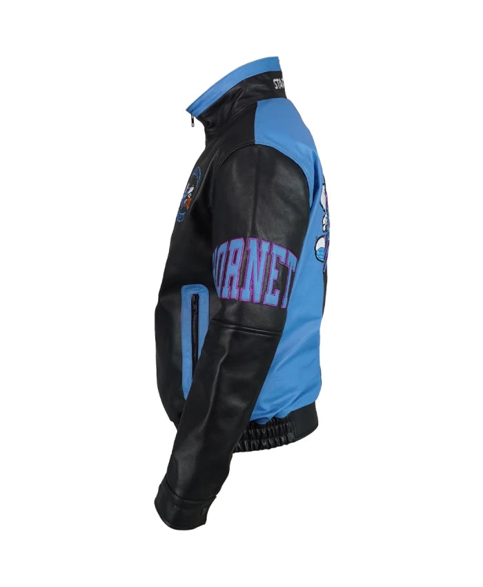 Charlotte Hornets Vintage Leather Zipper Jacket